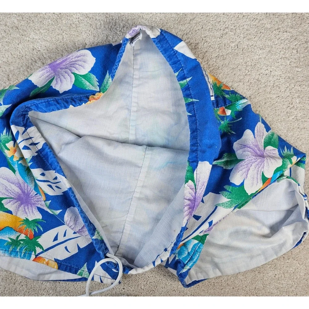 VTG Le Tigre Hawaiian Swim Trunks Shorts Men's Sz M  Floral Tropical Made in USA